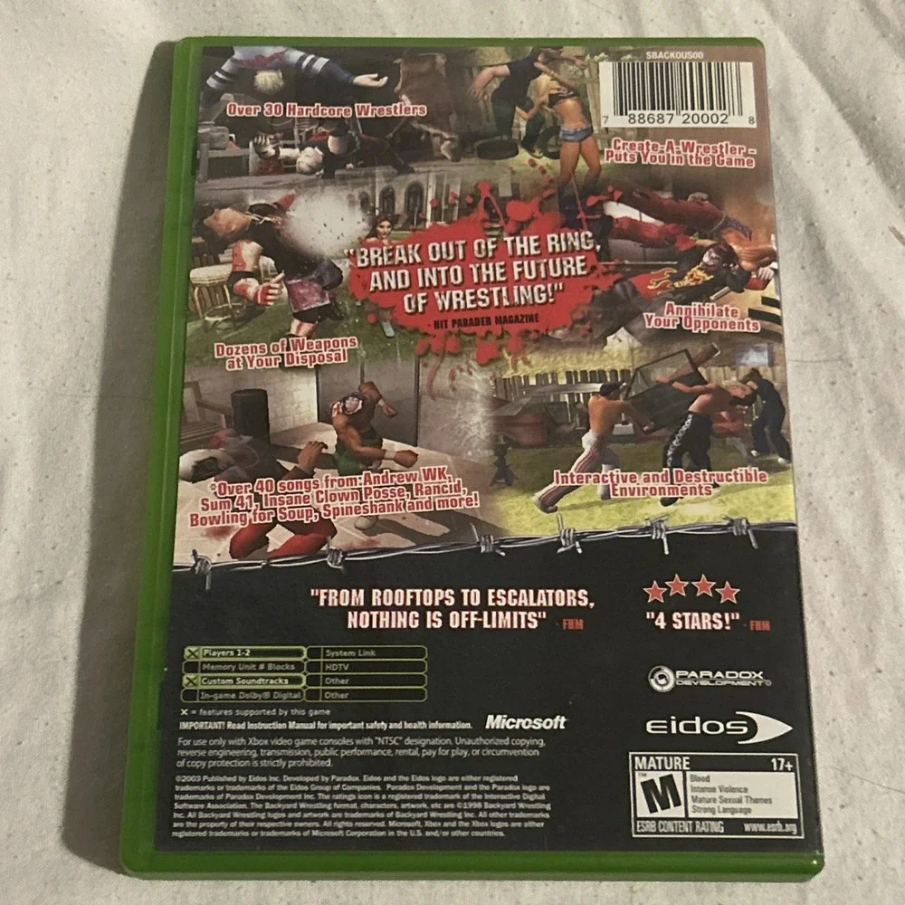 Backyard Wrestling:‎ Don't Try This at Home (Microsoft Xbox, 2003) No Manual